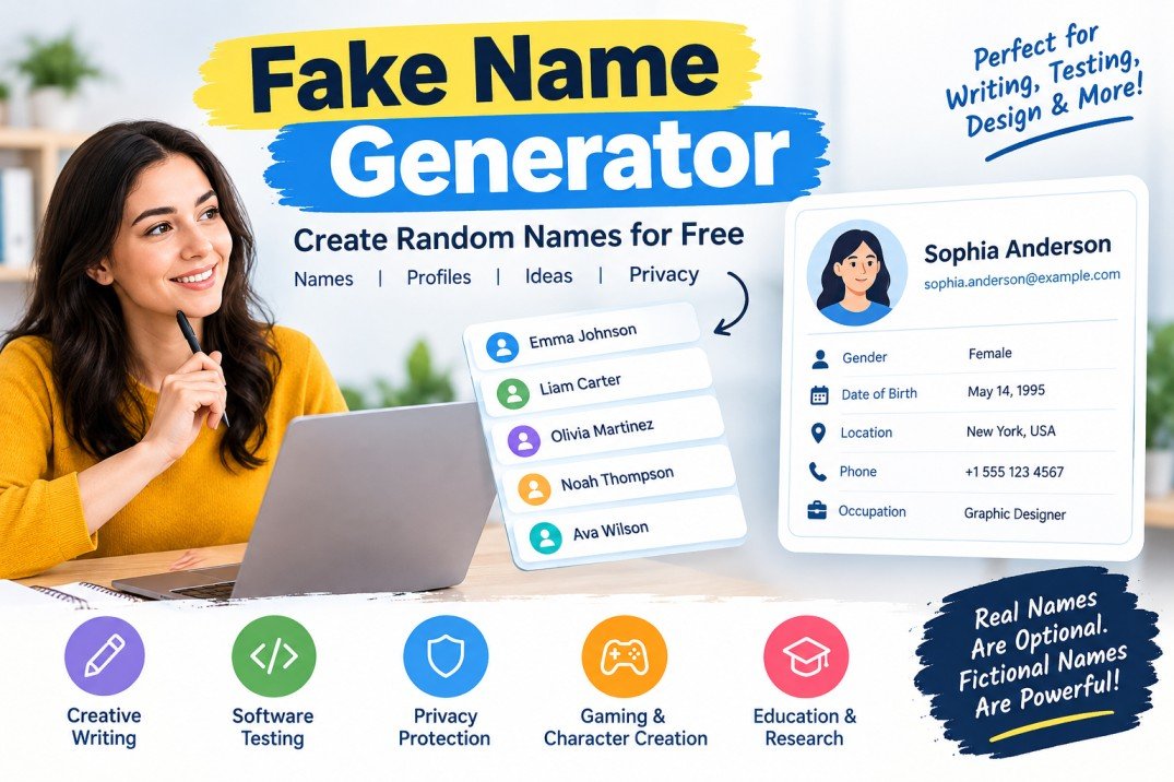 Explore how a fake name generator creates realistic fictional names for writing, gaming, software testing, and privacy. Learn its features, benefits, and safe uses.